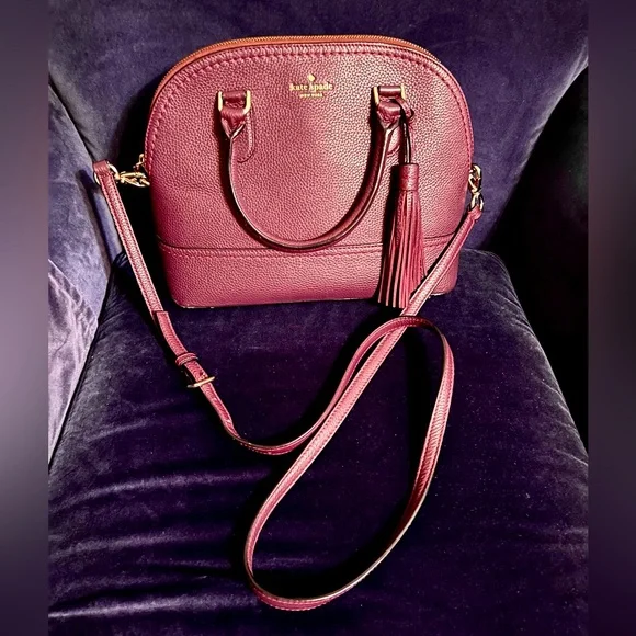 Kate Spade ♠️ Purse Crossbody-Dark Burgundy Color-Excellent Preowned Good Cond - Picture 10 of 14